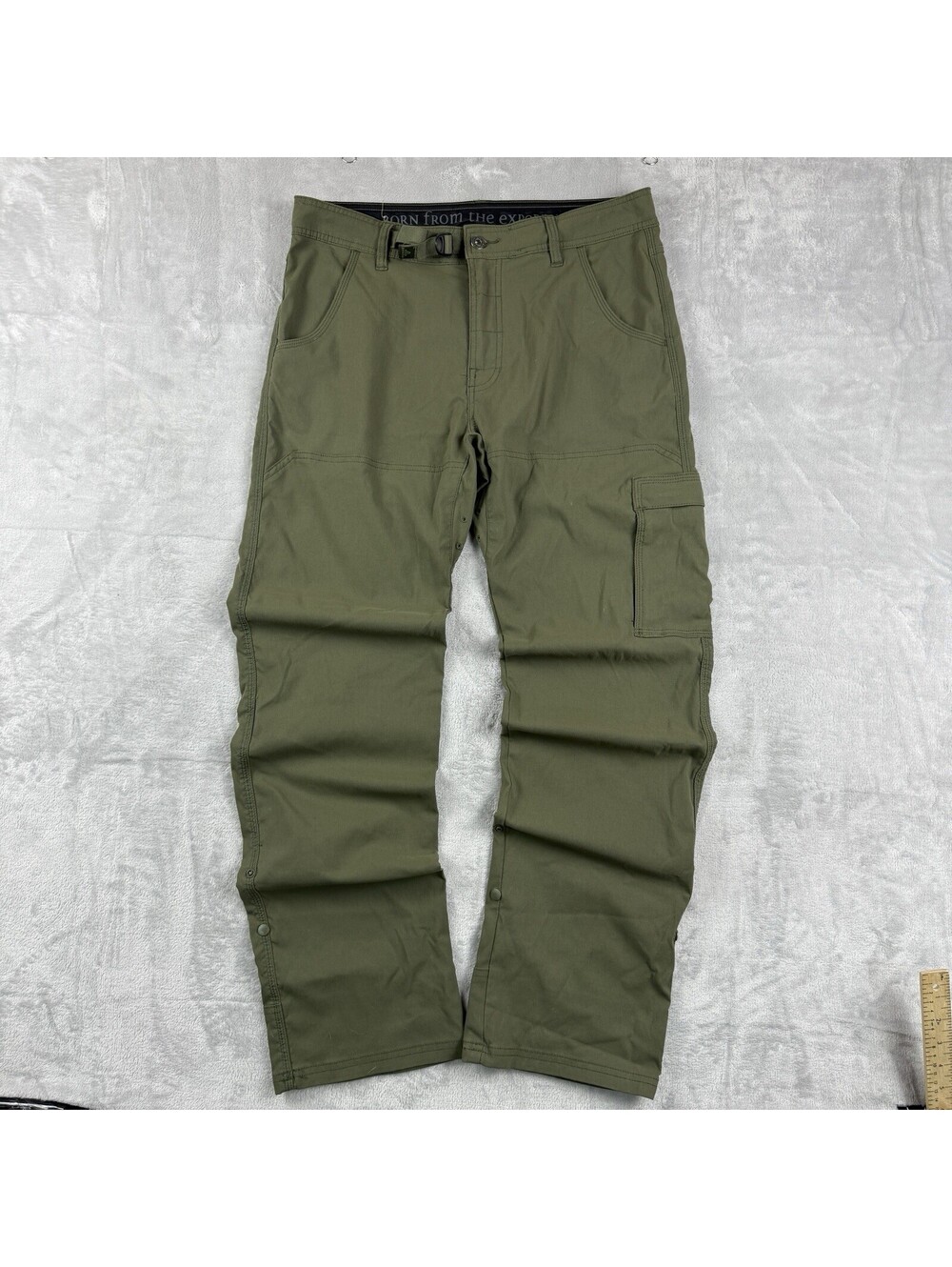 prAna Men’s Olive Rollup Cargo Hiking Pants Medium 30L Belt Hiking Gorpcore Tech